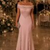 Pink Lace Detail Evening Gown