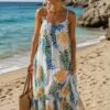 Long Palm Print Summer Dress Various Colours