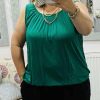 Royal Blue, Green, Or Emerald Green Plain Vest Tops With Elasticated Waist