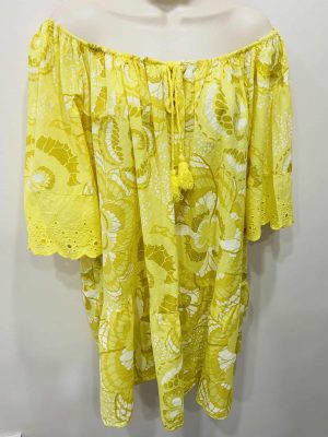 Citrus Elasticated Neckline Tie Front Floral Oversized Top