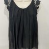 Black Or Khaki Silk Mix Lace Cap Sleeveless top
