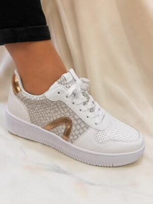 Very Light Weight Animal Print Trainers With Gold Trim Detail