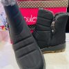 Black Quilted Boot With Grey Faux Fur Lining