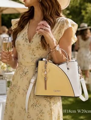 Lemon Or Black Gold Metal Hardware Handbag With Shoulder Strap