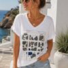 Gold Foil Heart In Squares Print Cotton T-Shirt Various Colours