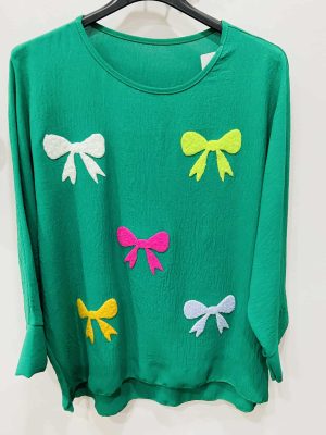 Emerald Green Multi Bow Detail Top
