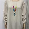 Beige Or Pink Frill Plain Sleeve Top With Necklace Included