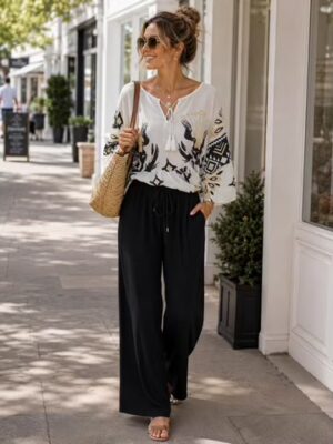 Plain Pleated Elasticated Waist Trousers Various Colours