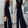 Black Or Beige Bow Front Open Back Plain 2 Piece Set