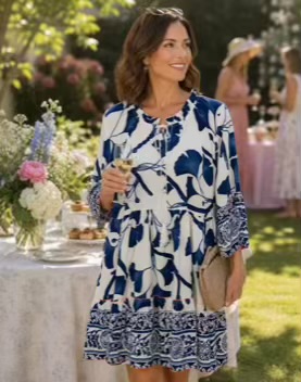 Navy/Green/ Or Pink Floral Tunic Dress
