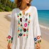 White Or Black Crochet Tassel Tunic Cotton Mix Top/Dress