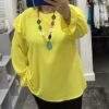 Yellow Long Frill Sleeve Top With Necklace