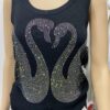 Black Or Beige Diamante Swan Detail Vest Top