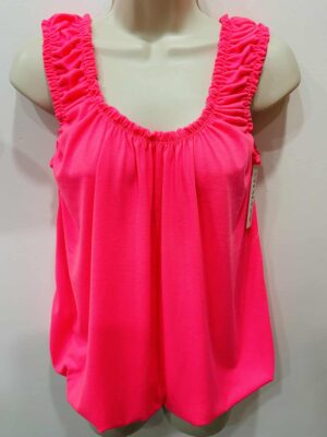 Neon Pink Plain Elasticated Neon Vest Top
