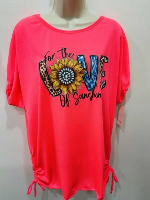 Neon Pink "For The Love Of Sunshine" Patterned Top