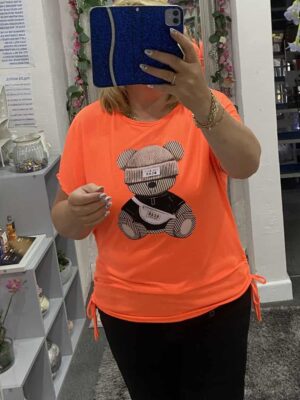 "The Best Bear " Neon Printed Top In Orange Or Yellow
