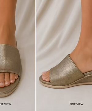Gold High Wedge Mule