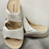Beige Gold Sparkle Velcro Strap over Sandal