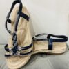 Navy Diamante Plaited Front Detail Sandals With Elasticated Halter Strap
