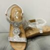 White Diamante Circle Trio Sparkly Sandals With Elasticated Halter Strap