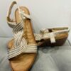 Beige Diamante Twist Sandal With Elasticated Halter Strap