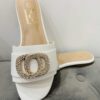White, Gold Diamante Circle Detail Sliders