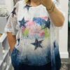 Blue Star Print Top