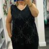 Black, Navy, Or Pink Diamante Floral Sleeveless Top