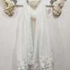 White, Cotton Mix Heavy Lace Edging With Pearl Embellishment Scarf