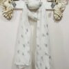 White Silver Foil Bee Print Scarf