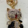 Gold Diamante Diamante Cat Key Ring/Bag Charm
