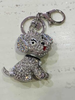 Silver Diamante Puppy Key Ring/Bag Charm
