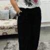 Italian Plus Size Button Detail Elasticated Cuff Cotton Trousers