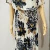 Grey Or Brown Large Floral Pleated Dress With Elasticated Waist