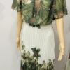 Green Floral Print Pleated Dress With Elasticated Waist