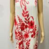 Red Or Black Floral Print Knee Length Pleated, Halter Neck Dress