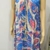 Pink And Blue Mix Swirl Print Lace Cotton Mix Long Dress