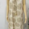 Beige Swirl Print Lace Cotton Mix Long Dress