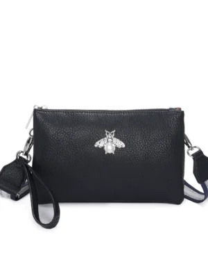Silver Bee With Pearl Detail Wristlet/Crossbody bag/Purse Various Colours