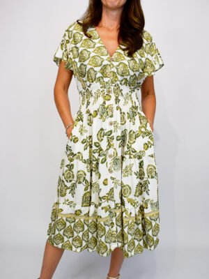 Floral Print Frill Cap Sleeve Midi Dress Various Colours