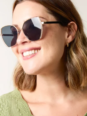 Gold Gem Frame Oversized Fashion Sunglasses
