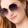 Navy Frameless Oversized Fashion Sunglasses