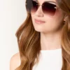 Brown Squoval Frameless Oversized Fashion Sunglasses