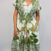 Khaki, Black, Or Stone Aztec Border Leaf Print Midi Dress