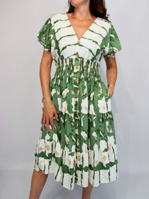 Royal Blue, Pink, Or Khaki Aztec Tie Dye Midi Dress