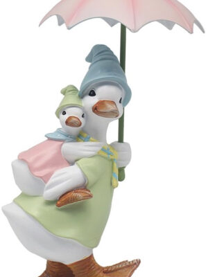 Rainy Day Duck With Her Baby On Her Back Figurine