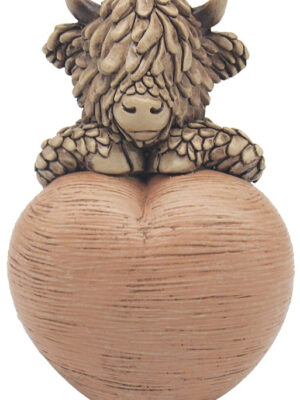 Hughie The Highland Cow On A Heart