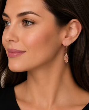 Rose Gold Multi Coloured Leaf Earrings