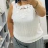 White Or Pink Embroidered Crochet Wide Lace Strap Floral Vest Top