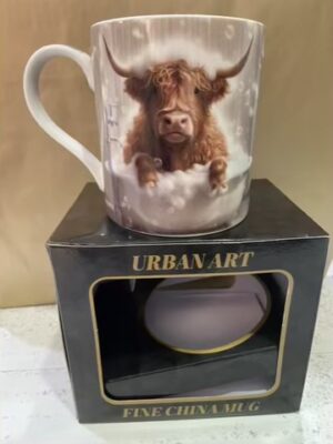 Highland Cow In A Bubble Bath Mug